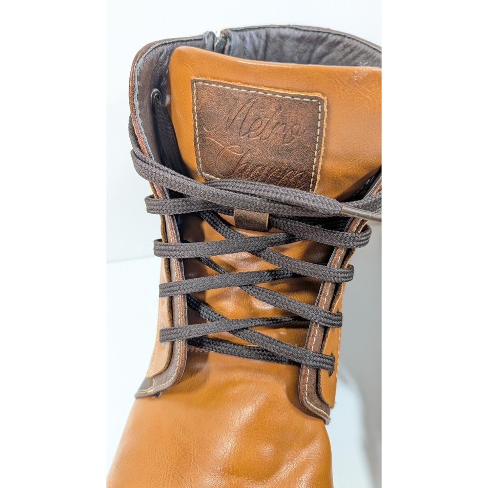 Tan / Brown Men's Lace Up Zip up Cap Toe Fashion Casual Dress Boot size 9 - Picture 8 of 12